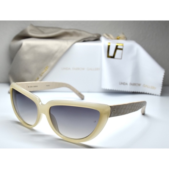 LINDA FARROW LFL305 C8 SHELL ASH SNAKE GRADIENT GREY CAT EYE SUNGLASSES. 63 mm - Picture 5 of 12